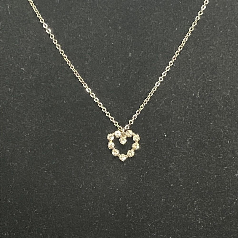 Krementz Sterling Silver Crystal Heart Pendant Necklace 1591